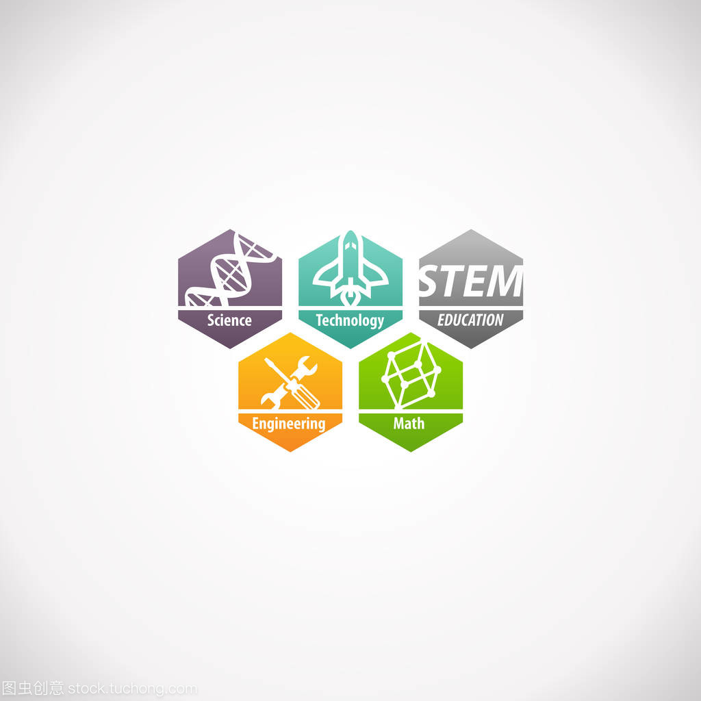 干教育概念标志。科学技术工程数学